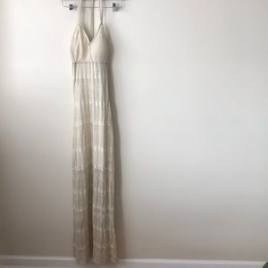 NEW NWT- XOXO gold evening dress with sheer  - S
